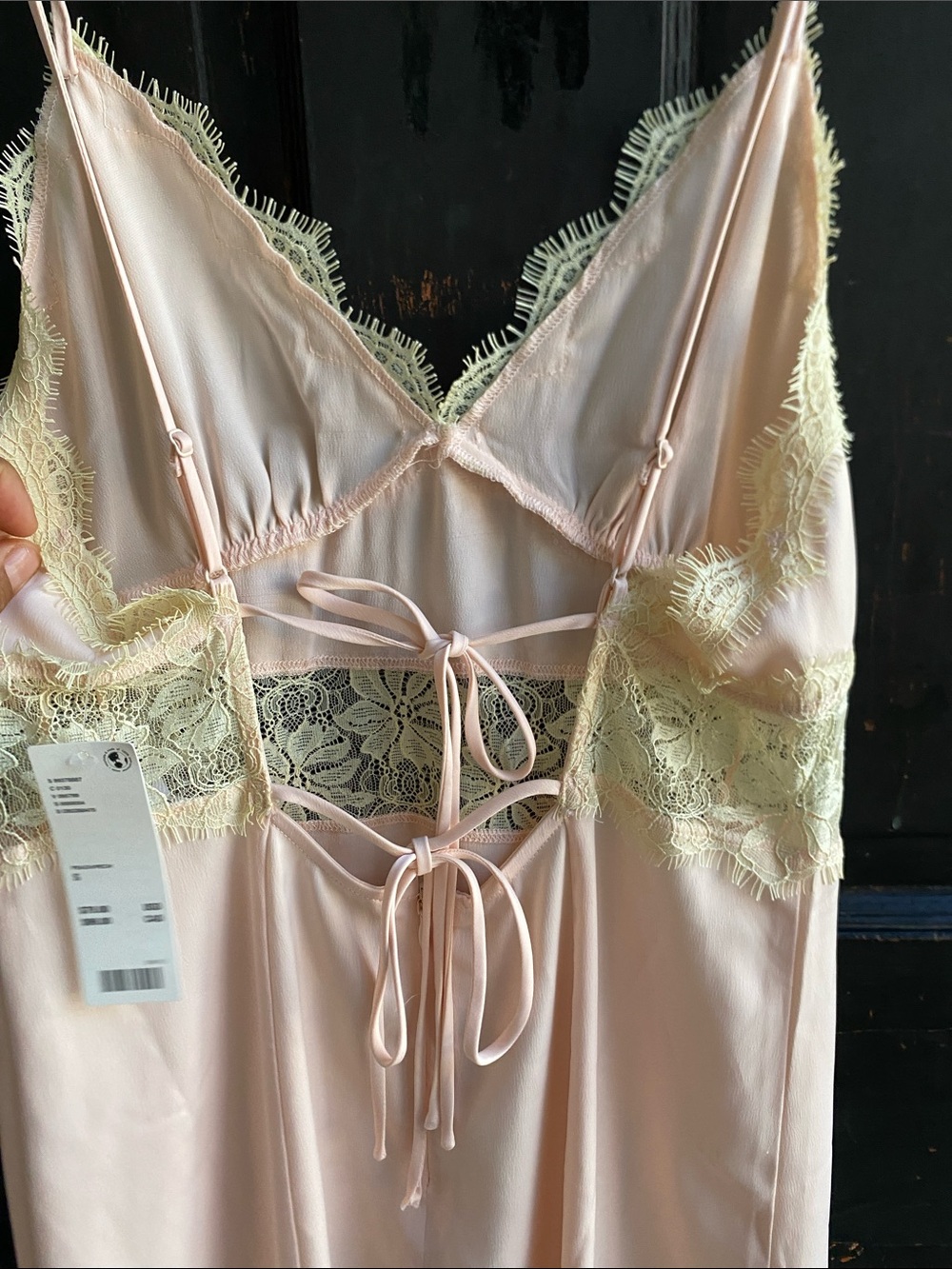 Urban Outfitters Pale Pink Dress with Pale Yellow Lace Trim - Picture 5 of 12